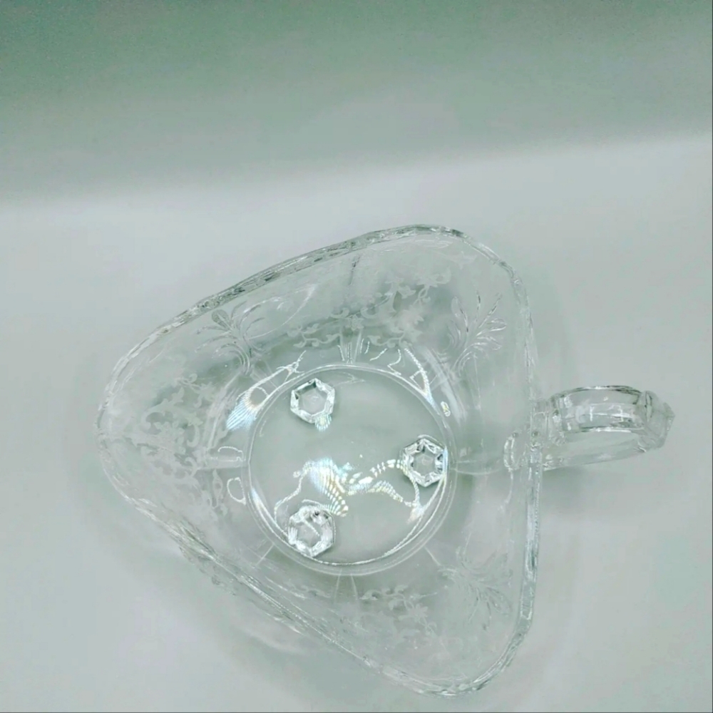 Vintage 1940's Fostoria Crystal Navarre handled dish